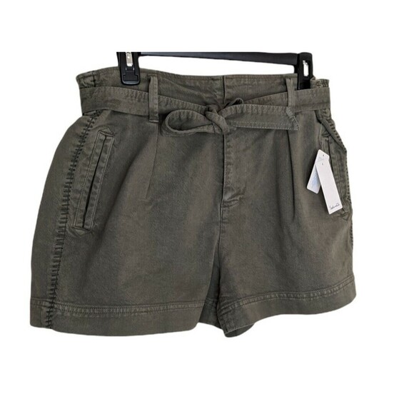 Splendid Jean Shorts Green Belted Paperbag High Rise Denim NWT Size XL - Picture 2 of 11